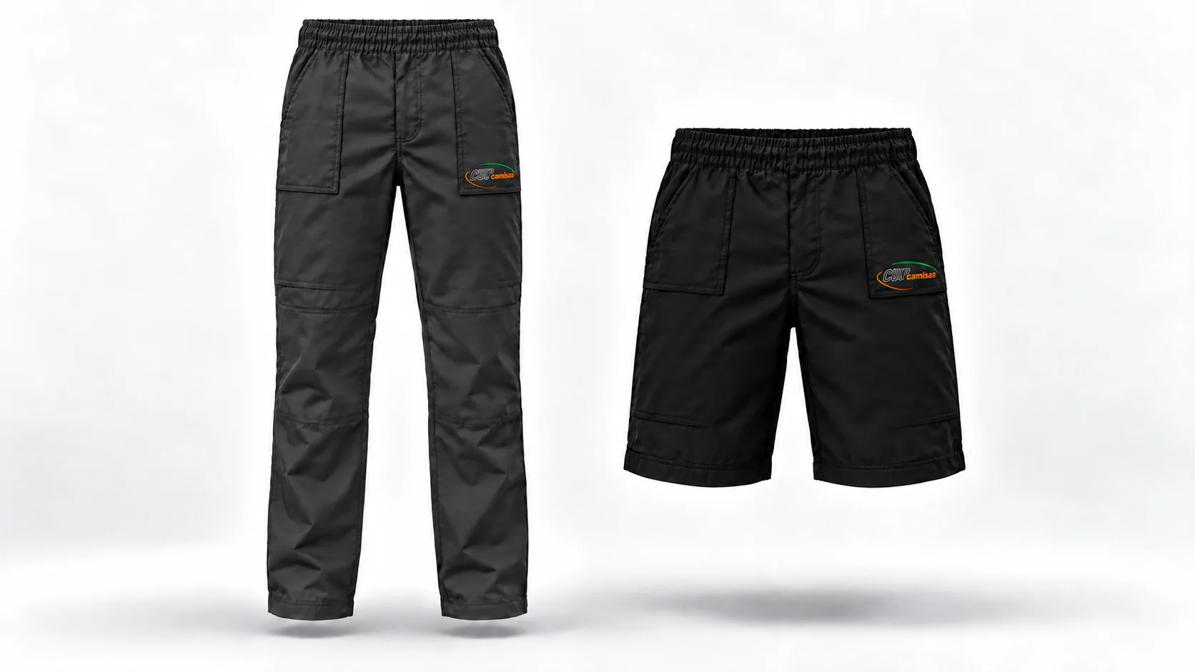 Calça cinza e bermuda preta para uniforme